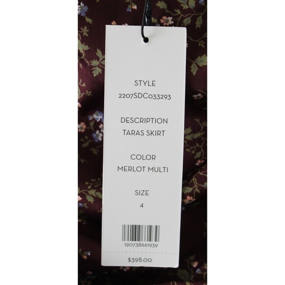 NWT Size 4 Veronica Beard Taras Floral-Print Ruched Silk Mini Skirt Merlot Ruffl - Picture 4 of 5